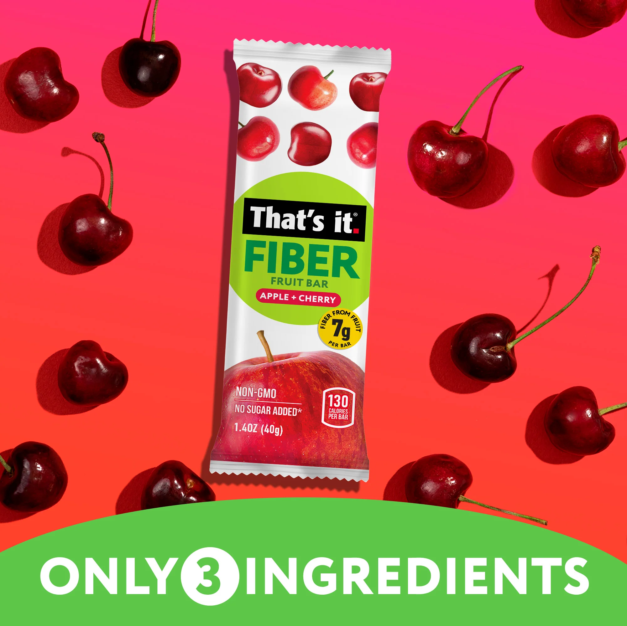 Apple + Cherry Fiber Fruit Bars (12 Bars) - Image 4