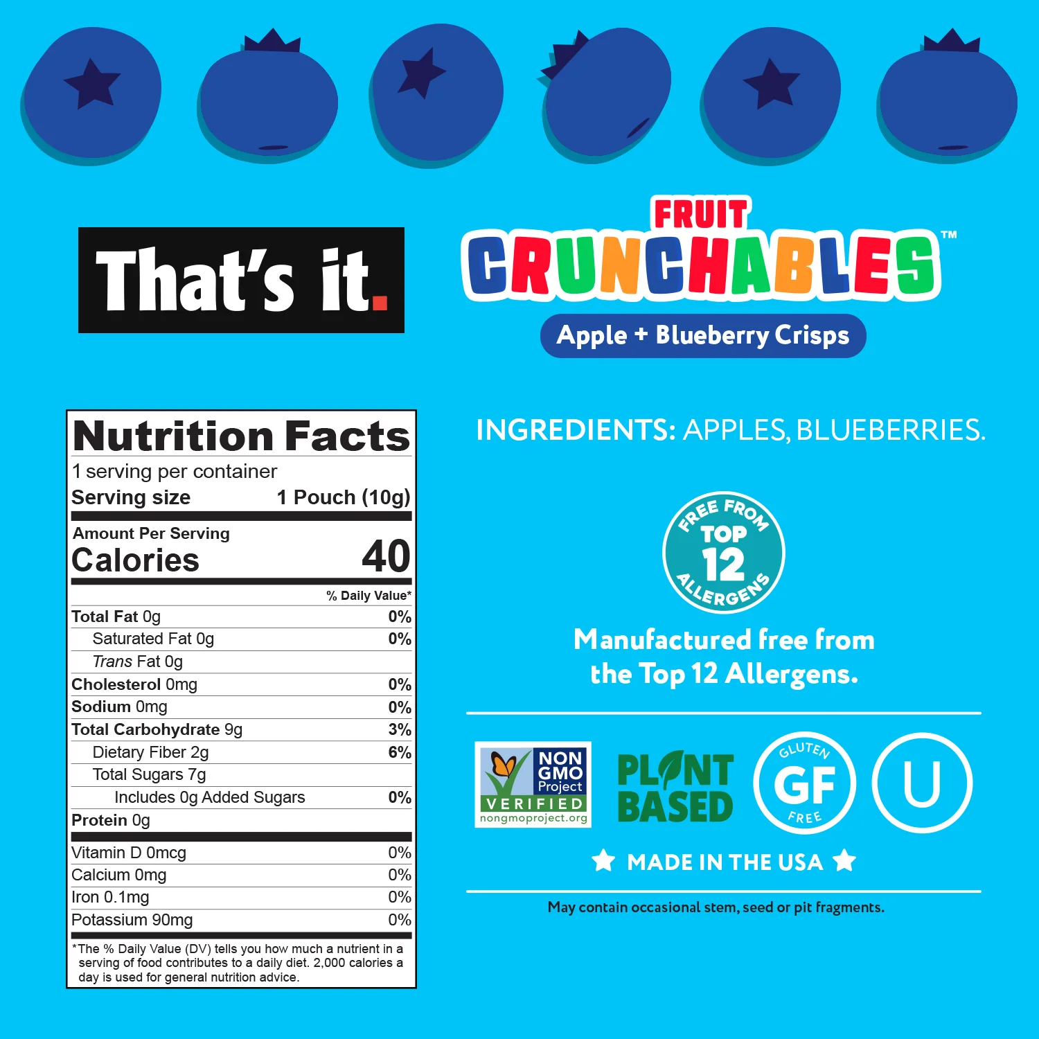 Apple + Blueberry Crisps Fruit Crunchables (15 Packs) - Image 3