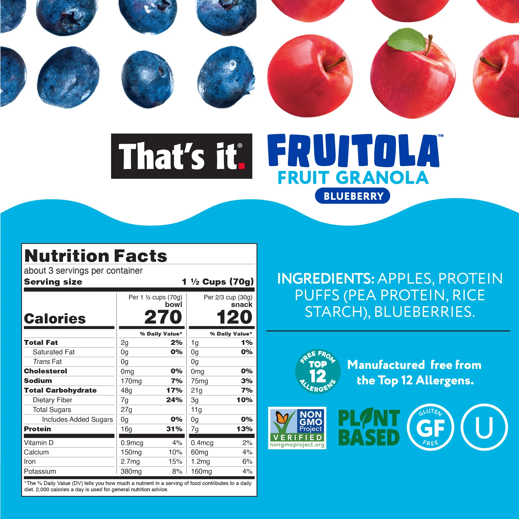 Blueberry Fruitola Fruit Granola (3 Packs) - 7oz - Image 3