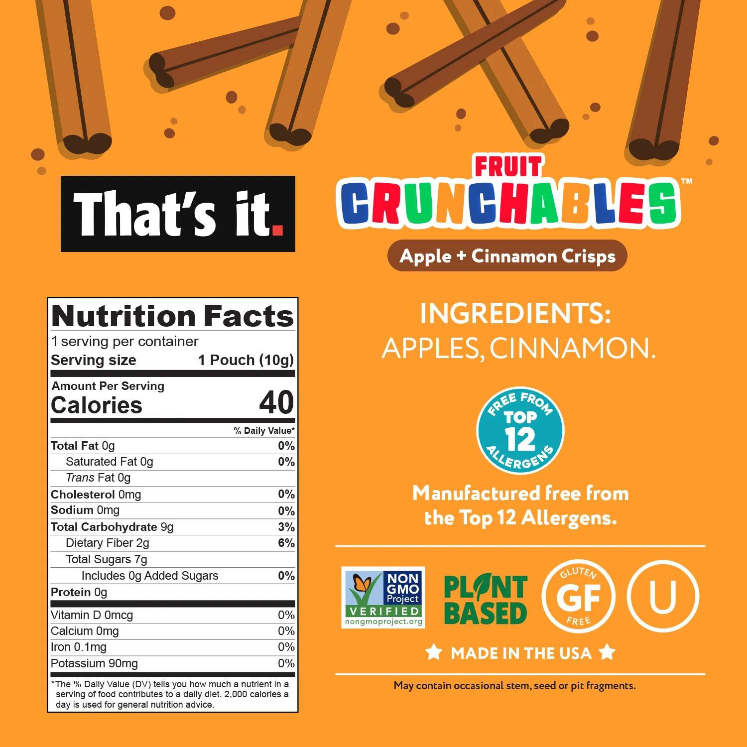 Apple + Cinnamon Crisps Fruit Crunchables (15 Packs) - Image 3