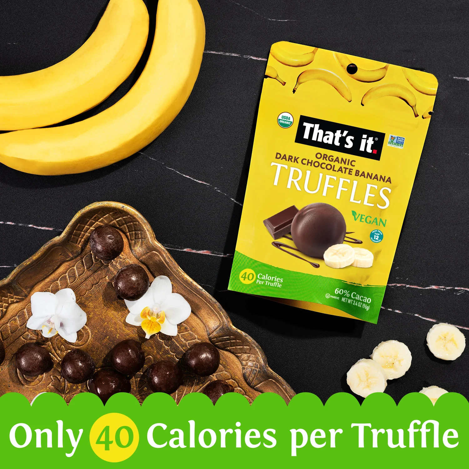 Organic Dark Chocolate Fruit Truffles Variety Pack - Banana, Coconut & Fig (3 Packs) - Image 6