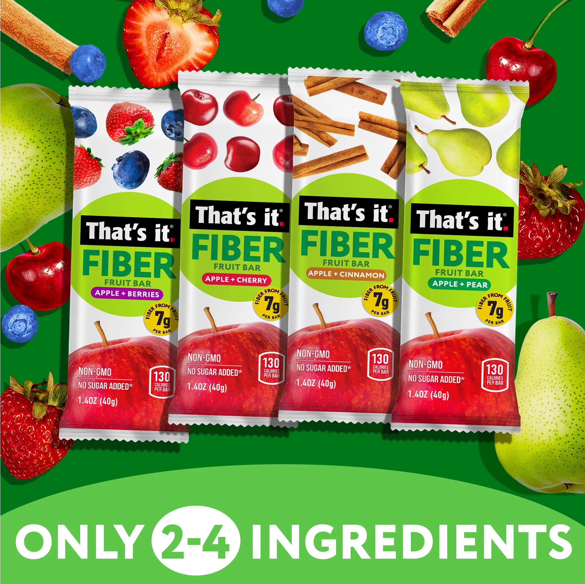 Fiber Fruit Bar Variety Pack - Berries, Cherry, Pear & Cinnamon (12 Bars) - Image 4