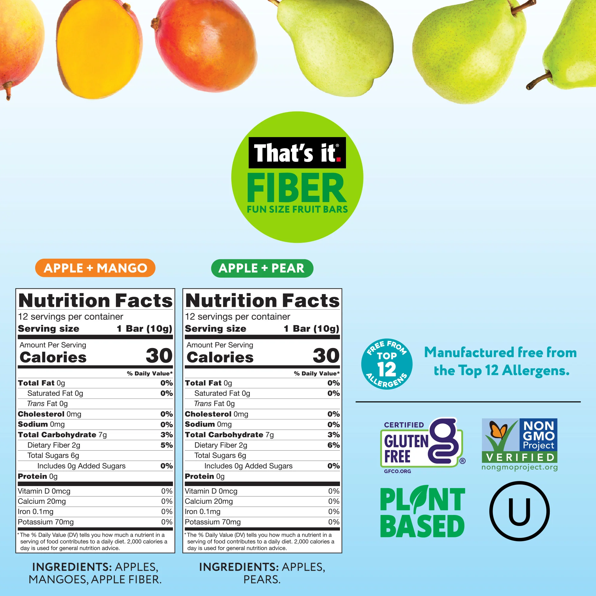 Fiber Fun Size Fruit Bar Variety - Mango & Pear (24 Bars) - Image 3