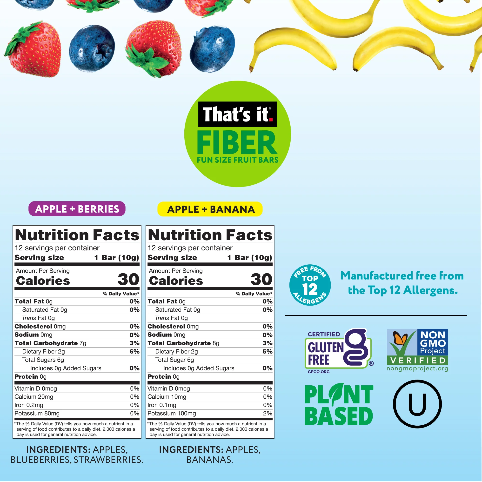 Fiber Fun Size Fruit Bar Variety - Mixed Berries & Banana (24 Bars) - Image 3
