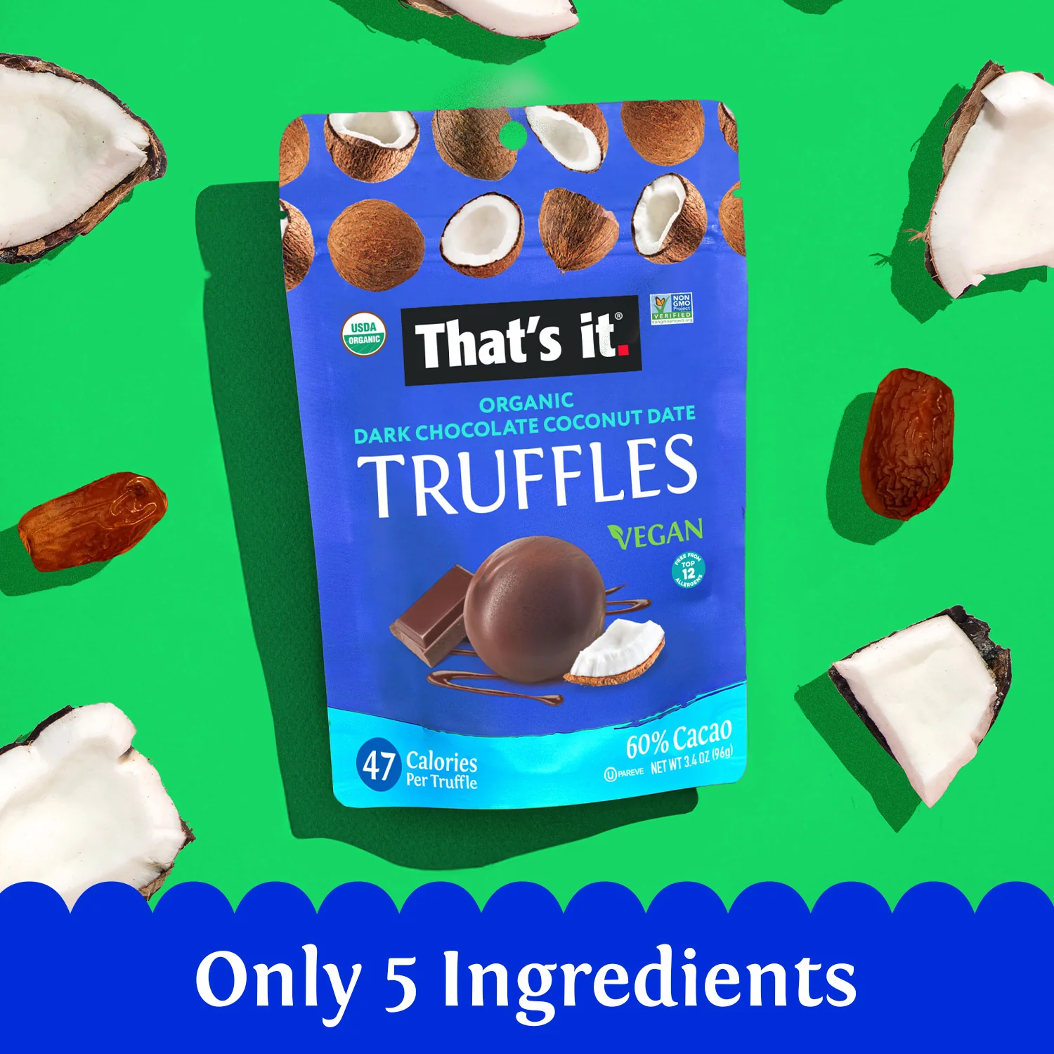 Organic Dark Chocolate Coconut Date Truffles (3 Packs) - Image 5