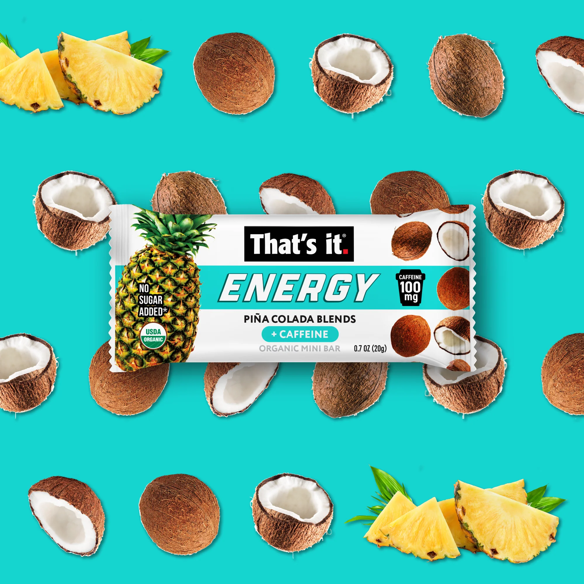 Piña Colada Blends Organic Energy Mini Bars 100mg - Image 7