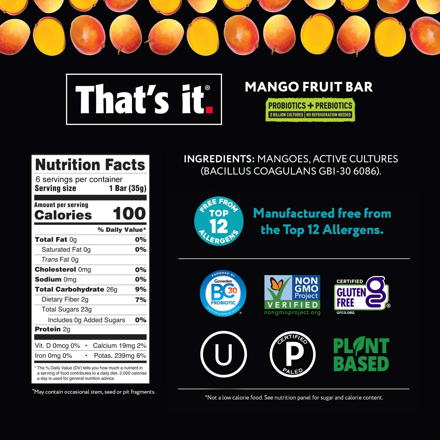 Probiotic Fruit Bar Variety Pack - Blueberry & Mango (12 Bars) - Image 5