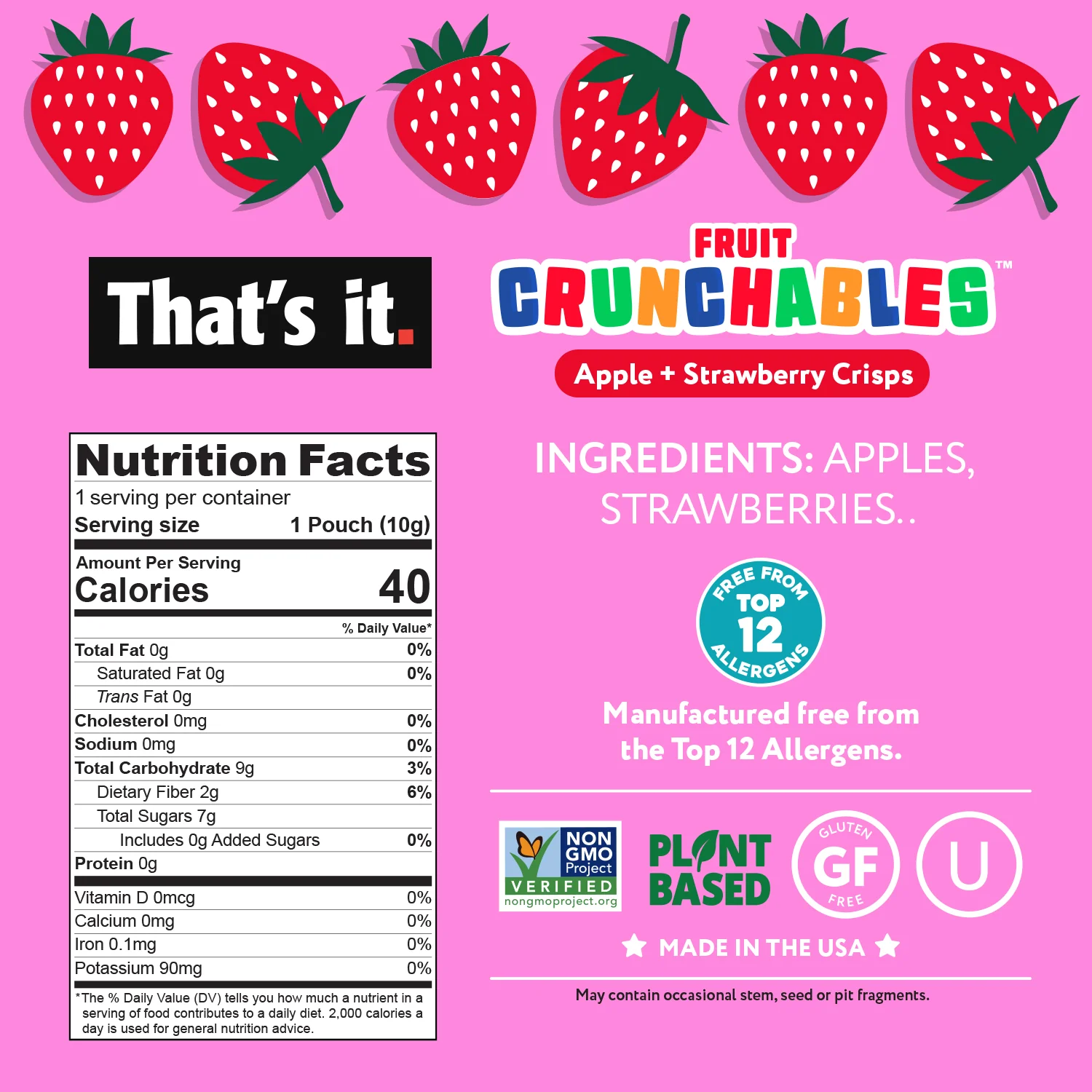 Apple + Strawberry Crisps Fruit Crunchables (15 Packs) - Image 3
