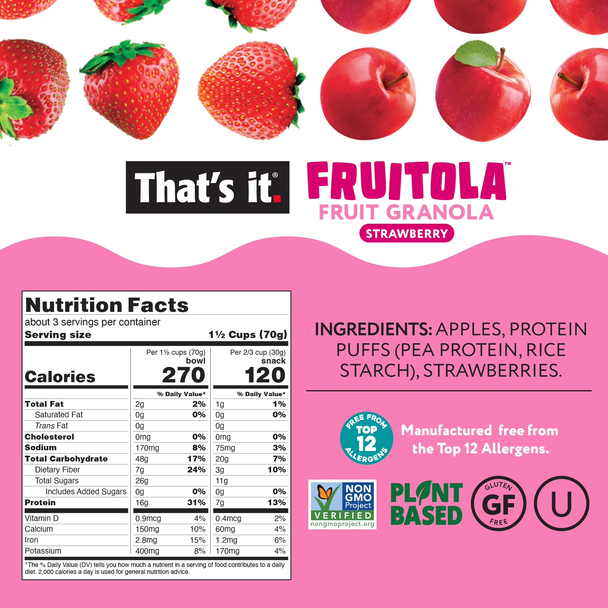 Strawberry Fruitola Fruit Granola (3 Packs) - 7oz - Image 3