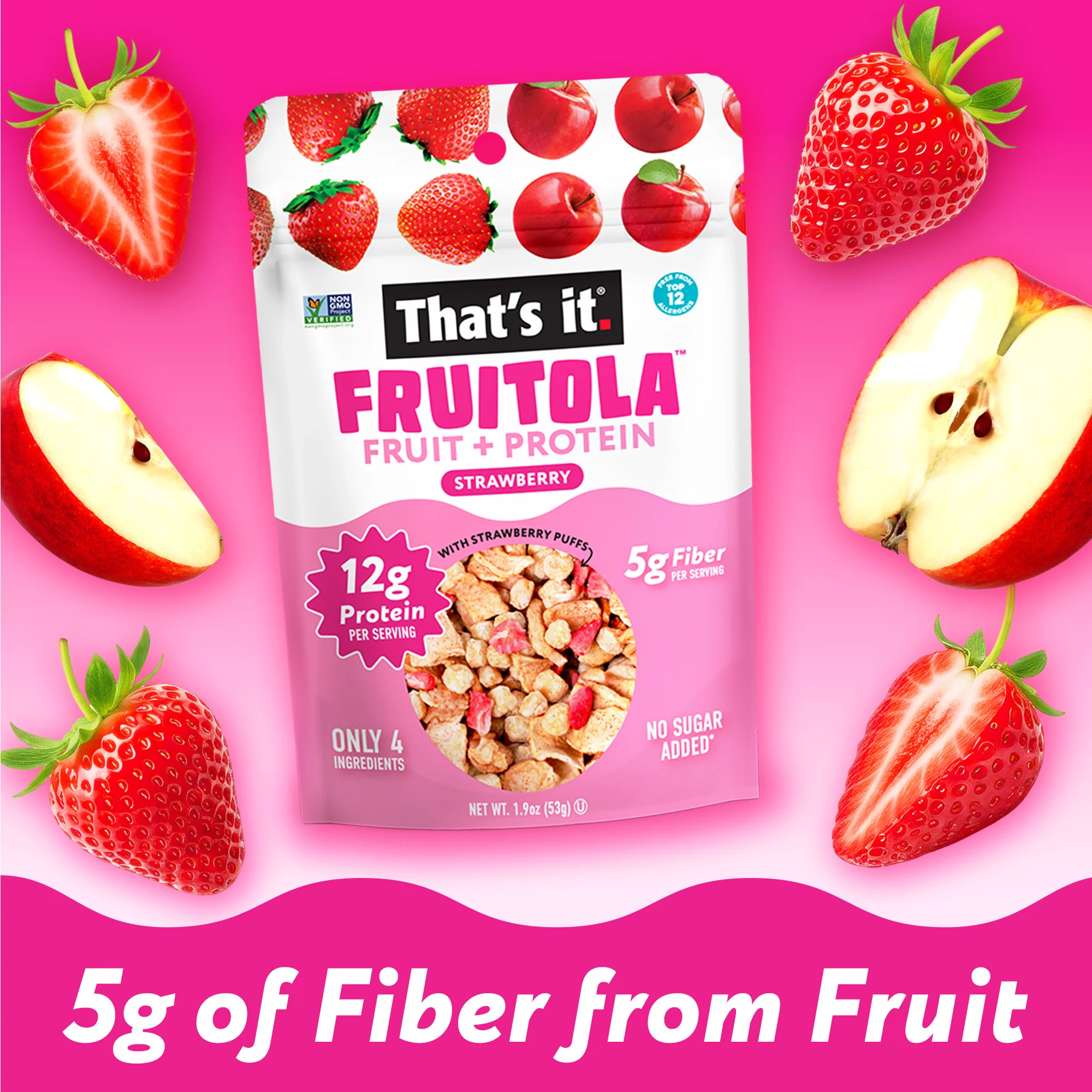 Strawberry Fruitola Fruit Granola - Snack Size (4 Packs) - 1.9oz - Image 5