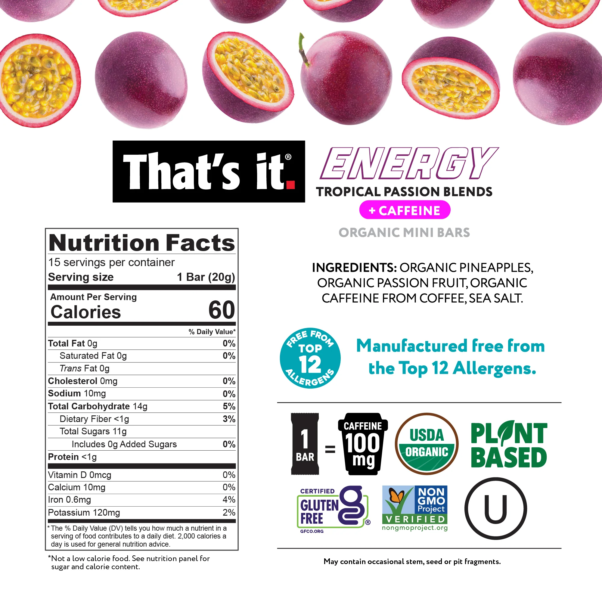 Tropical Passion Blends Organic Energy Mini Bars 100mg - Image 2