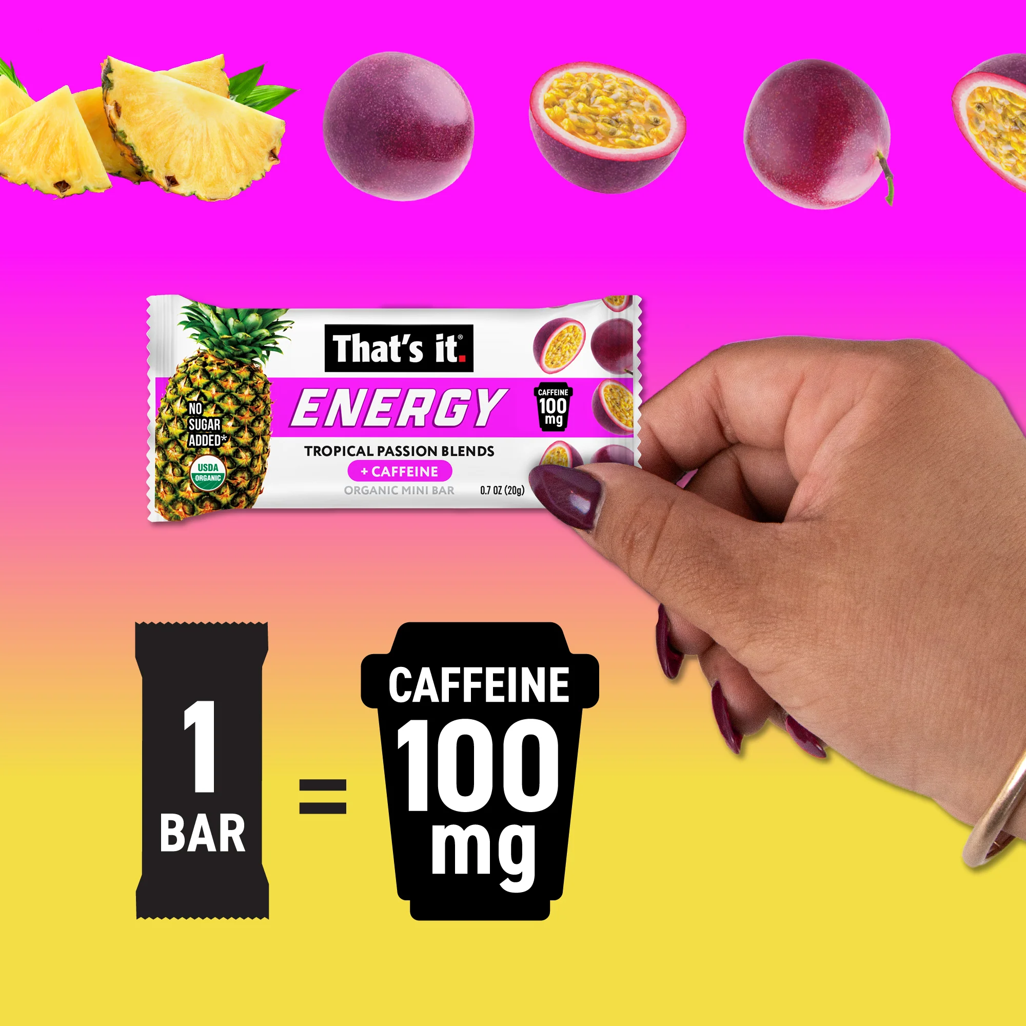 Tropical Passion Blends Organic Energy Mini Bars 100mg - Image 3